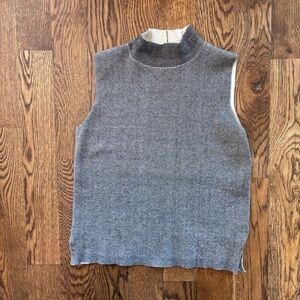Anthropologie Moth Mock Neck Sleeveless Knit Top XS Black Cream
